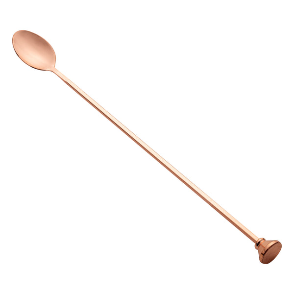 Restaurantware Bar Lux Copper-Plated Stainless Steel Muddler Barspoon - 12" X 1 1/4" X 3/4" - 1 Count Box