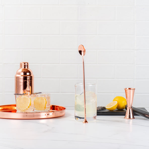Restaurantware Bar Lux Copper-Plated Stainless Steel Muddler Barspoon - 12" X 1 1/4" X 3/4" - 1 Count Box
