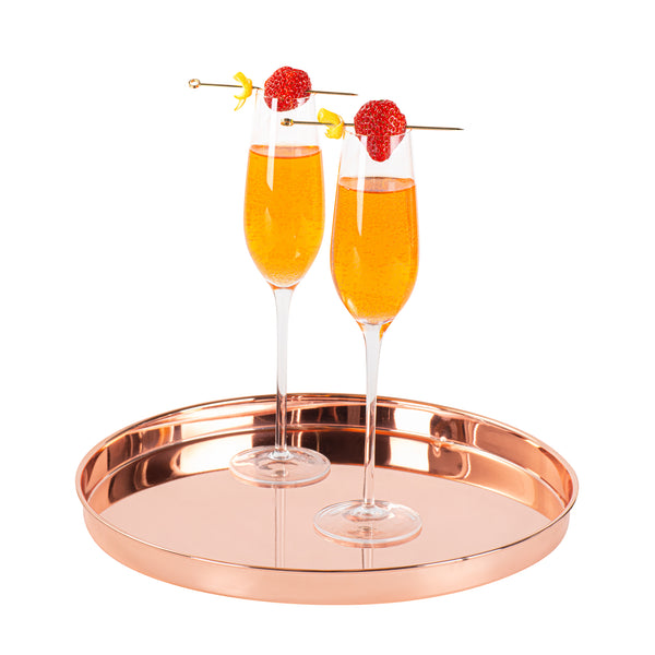 Restaurantware Bar Lux Copper-Plated Stainless Steel Serving Tray - 12 1/2" X 12 1/2" X 1" - 1 Count Box