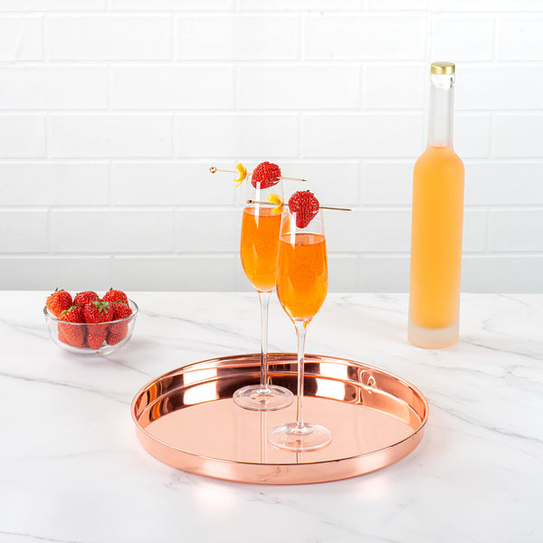 Restaurantware Bar Lux Copper-Plated Stainless Steel Serving Tray - 12 1/2" X 12 1/2" X 1" - 1 Count Box