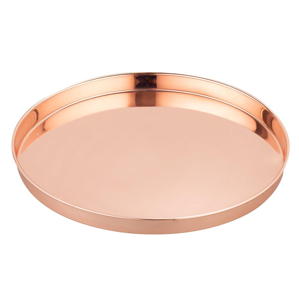 restaurantware Bar Lux Copper-Plated Stainless Steel Serving Tray - 12 1/2" x 12 1/2" x 1" - 1 count box