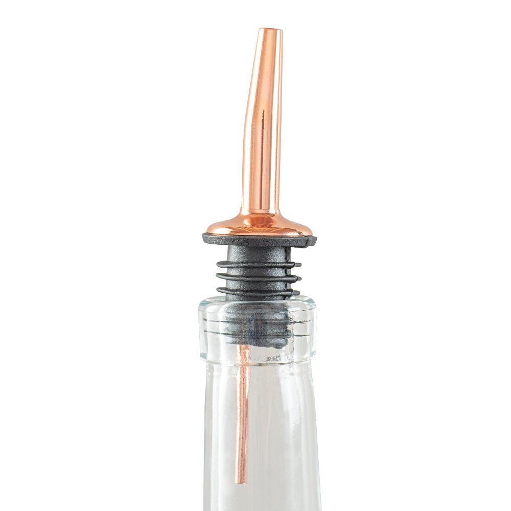 restaurantware Bar Lux Copper-Plated Stainless Steel Speed Pourer - 4 1/4" x 1 1/4" x 1 1/4" - 4 count box