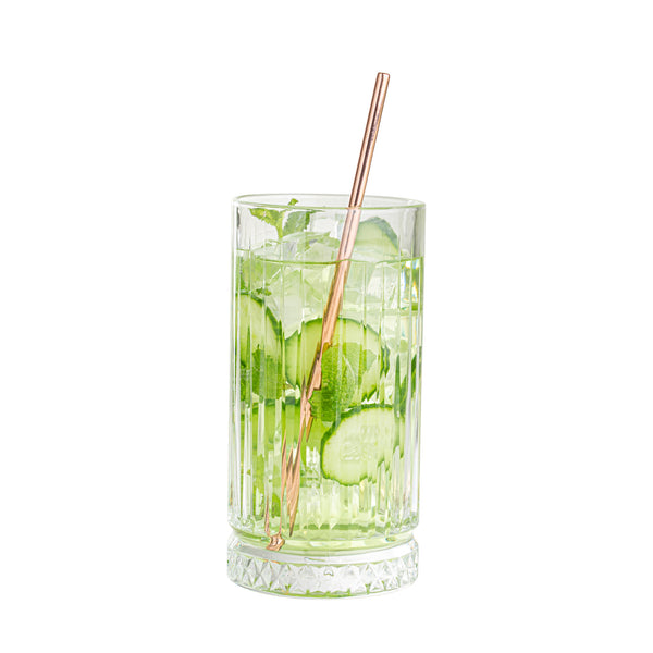 Restaurantware Bar Lux Copper-Plated Stainless Steel Straw - 7 1/2" - 2 Count Box