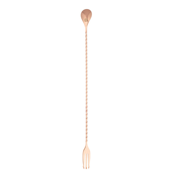Restaurantware Bar Lux Copper-Plated Stainless Steel Trident Barspoon - 16" - 1 Count Box