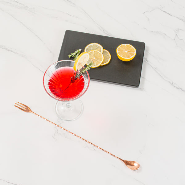 Restaurantware Bar Lux Copper-Plated Stainless Steel Trident Barspoon - 16" - 1 Count Box