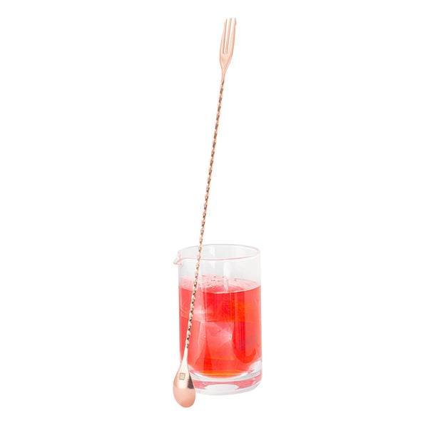 Restaurantware Bar Lux Copper-Plated Stainless Steel Trident Barspoon - 16" - 1 Count Box