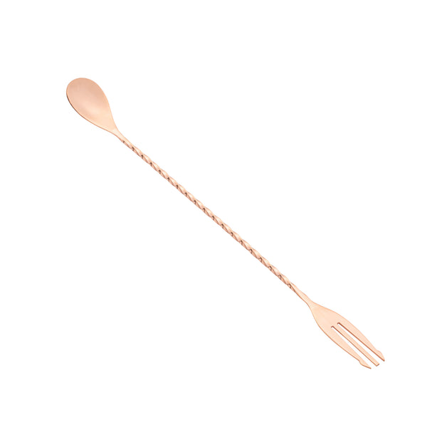 Restaurantware Bar Lux Copper-Plated Stainless Steel Trident Barspoon - 12" - 1 Count Box