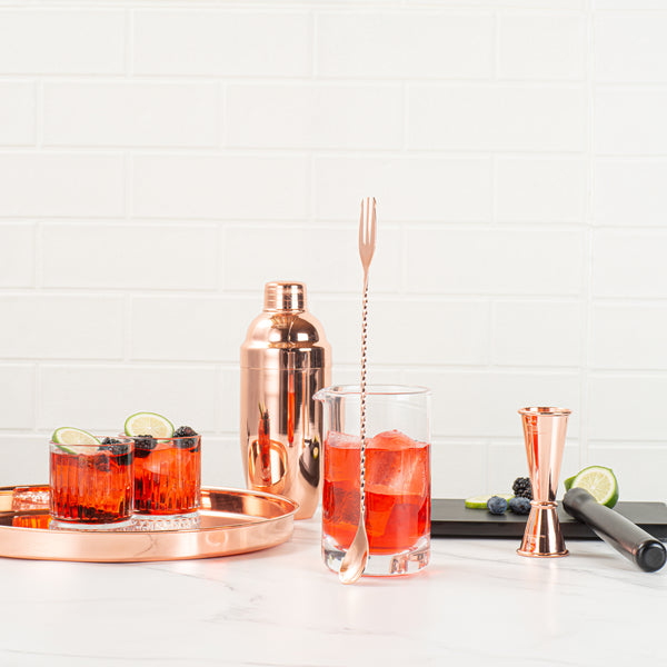Restaurantware Bar Lux Copper-Plated Stainless Steel Trident Barspoon - 12" - 1 Count Box