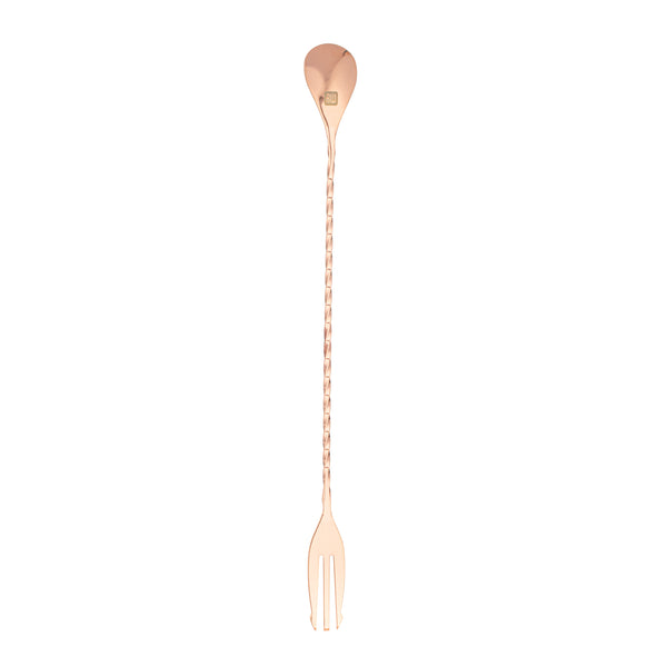 Restaurantware Bar Lux Copper-Plated Stainless Steel Trident Barspoon - 12" - 1 Count Box