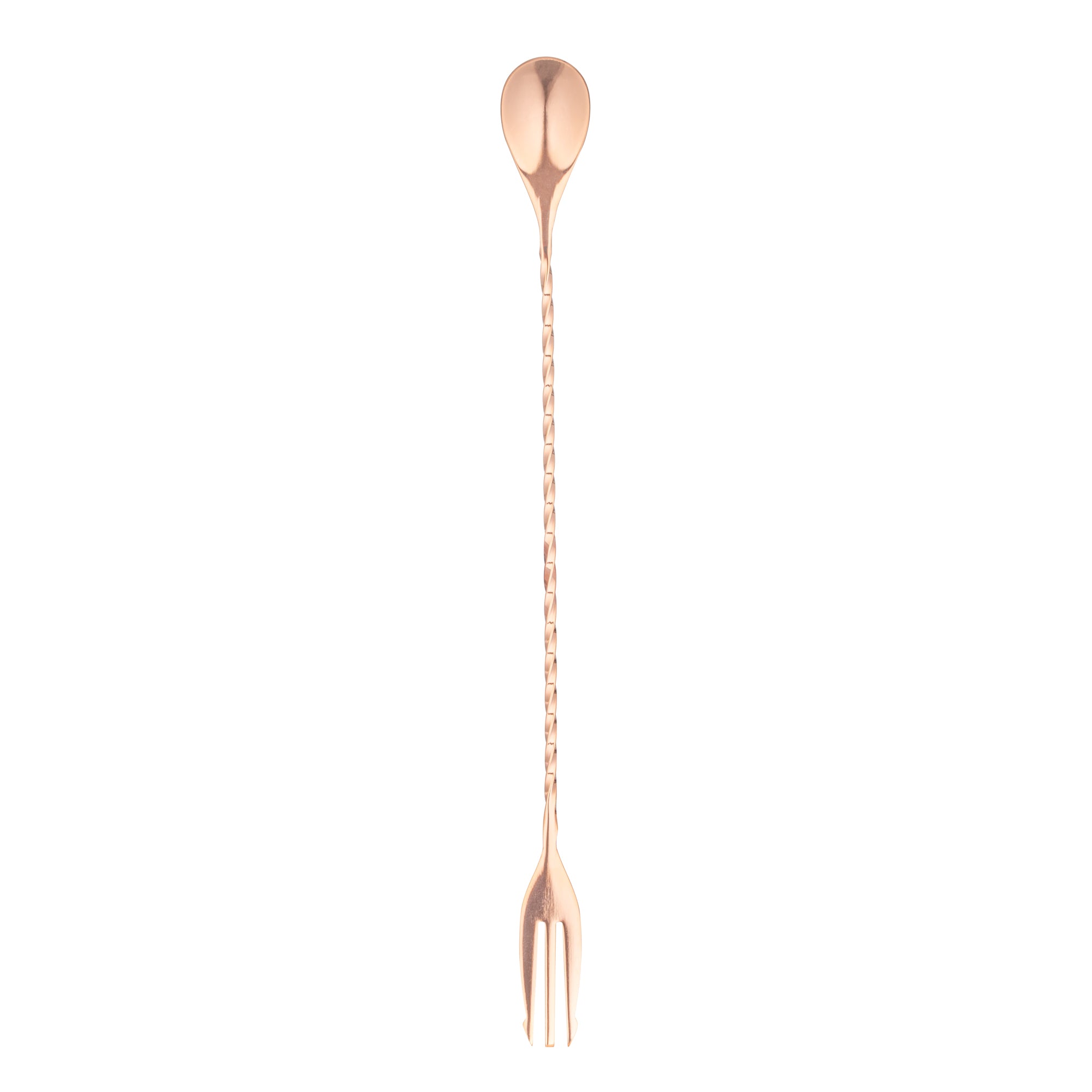restaurantware Bar Lux Copper-Plated Stainless Steel Trident Barspoon - 12" - 1 count box