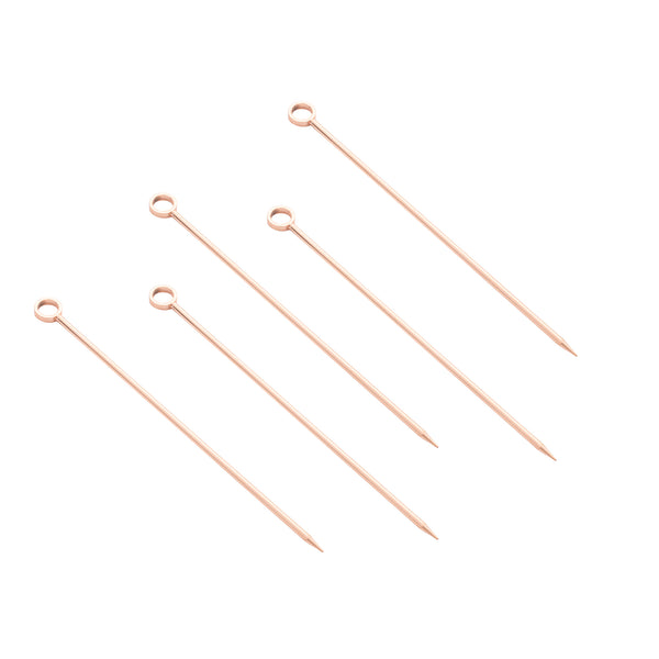 Restaurantware Bar Lux Copper Stainless Steel Cocktail Pick - 4 1/2" - 10 Count Box