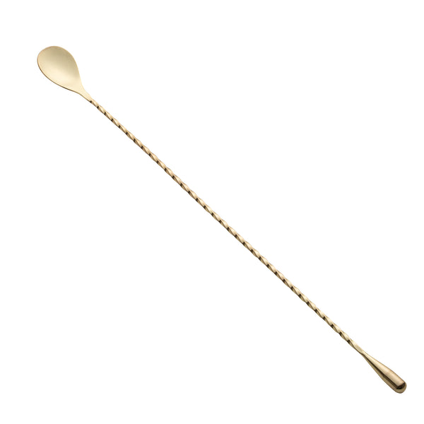 Restaurantware Bar Lux Gold-Plated Stainless Steel Belicoso Barspoon - 16" - 1 Count Box
