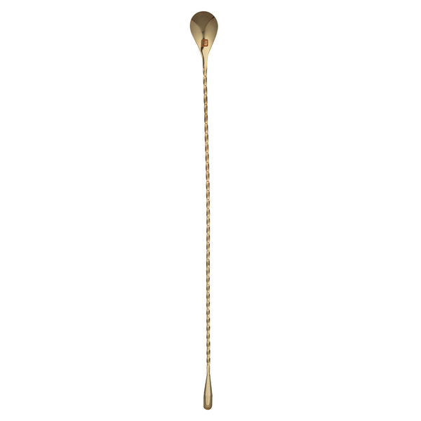 Restaurantware Bar Lux Gold-Plated Stainless Steel Belicoso Barspoon - 16" - 1 Count Box