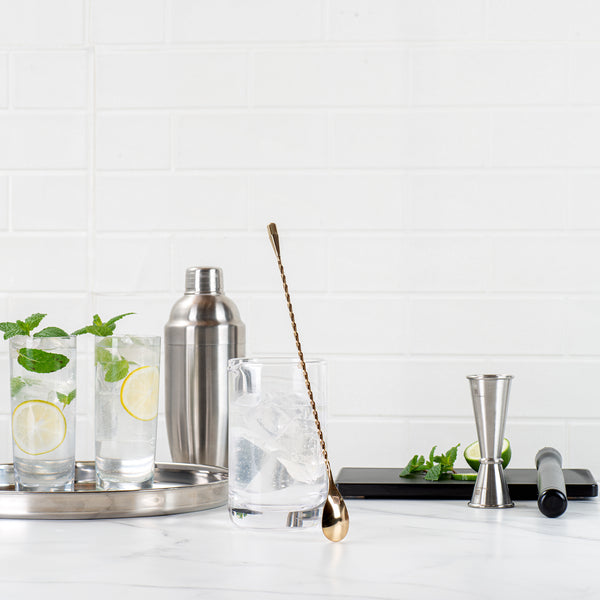 Restaurantware Bar Lux Gold-Plated Stainless Steel Belicoso Barspoon - 12" - 1 Count Box