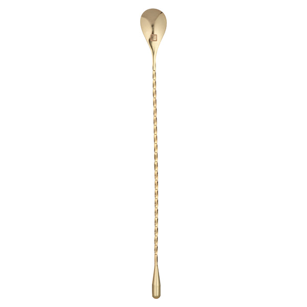 Restaurantware Bar Lux Gold-Plated Stainless Steel Belicoso Barspoon - 12" - 1 Count Box