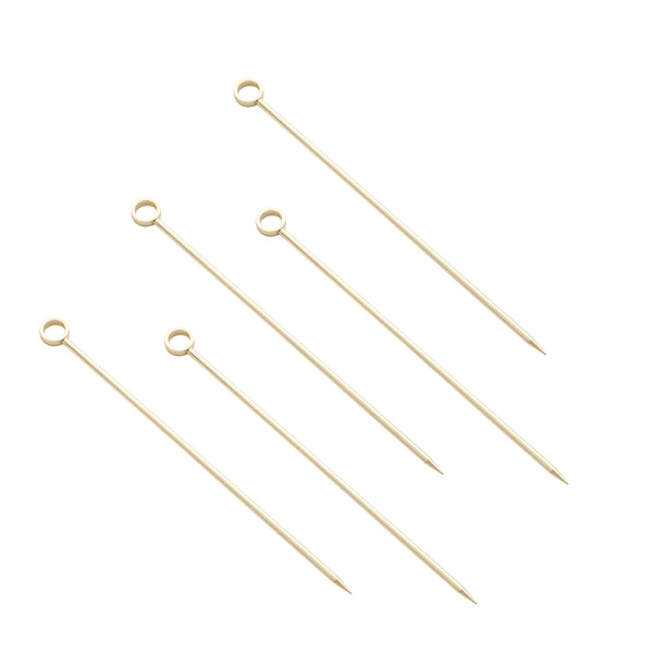 Restaurantware Bar Lux Gold-Plated Stainless Steel Cocktail Pick - 4 1/2" - 10 Count Box