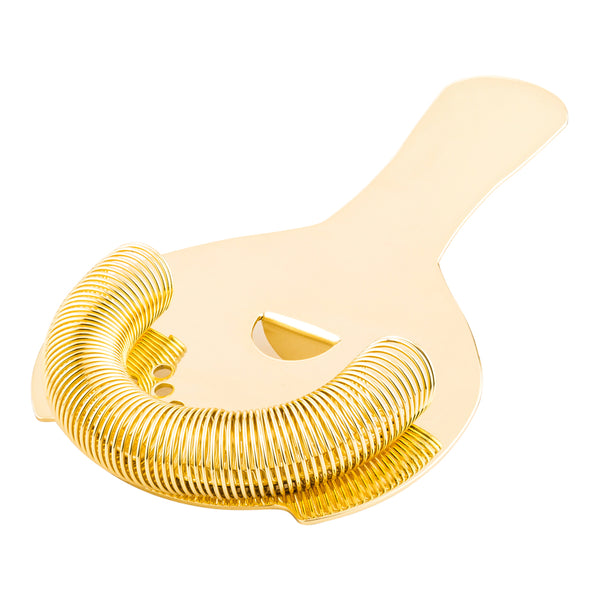 Restaurantware Bar Lux Gold-Plated Stainless Steel Hawthorne Strainer - 6" - 1 Count Box