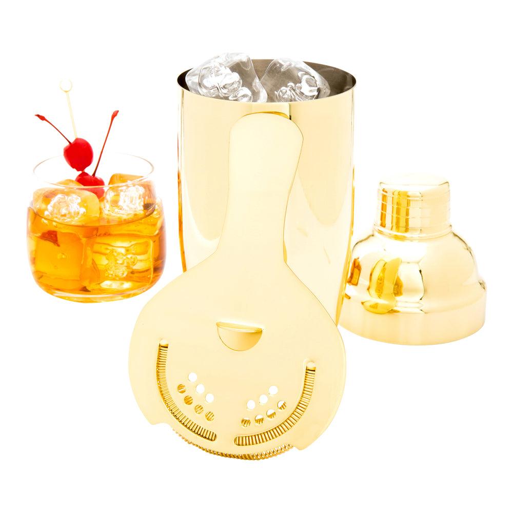 restaurantware Bar Lux Gold-Plated Stainless Steel Hawthorne Strainer - 6" - 1 count box