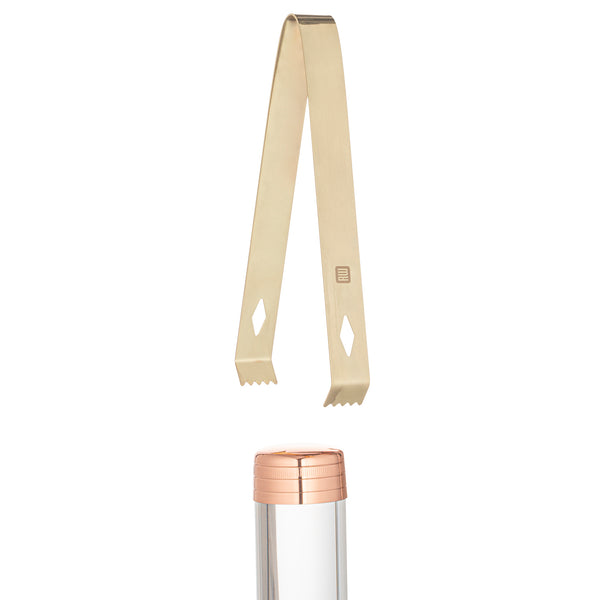 Restaurantware Bar Lux Gold-Plated Stainless Steel Ice Tongs - 6 1/4" X 2 1/2" X 3/4" - 1 Count Box