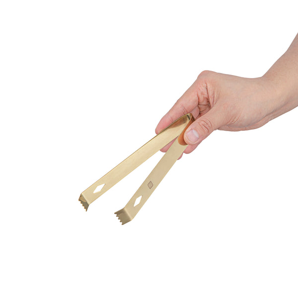 Restaurantware Bar Lux Gold-Plated Stainless Steel Ice Tongs - 6 1/4" X 2 1/2" X 3/4" - 1 Count Box
