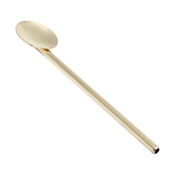 Restaurantware Bar Lux Gold-Plated Stainless Steel Julep Spoon Straw - 5" - 2 Count Box