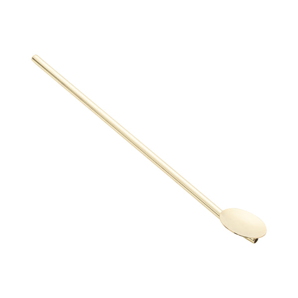 Restaurantware Bar Lux Gold-Plated Stainless Steel Julep Spoon Straw - 7 1/2" - 2 Count Box