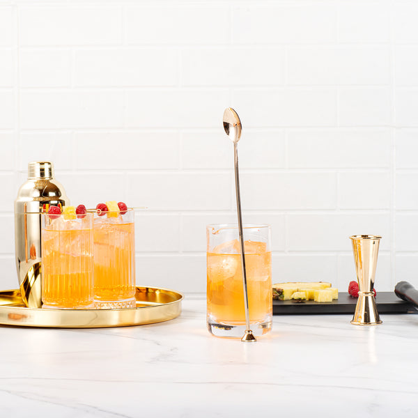 Restaurantware Bar Lux Gold-Plated Stainless Steel Muddler Barspoon - 12" X 1 1/4" X 3/4" - 1 Count Box