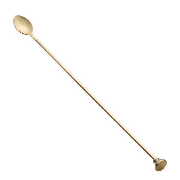 Restaurantware Bar Lux Gold-Plated Stainless Steel Muddler Barspoon - 16" X 1 1/4" X 3/4" - 1 Count Box
