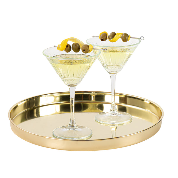 Restaurantware Bar Lux Gold-Plated Stainless Steel Serving Tray - 12 1/2" X 12 1/2" X 1" - 1 Count Box