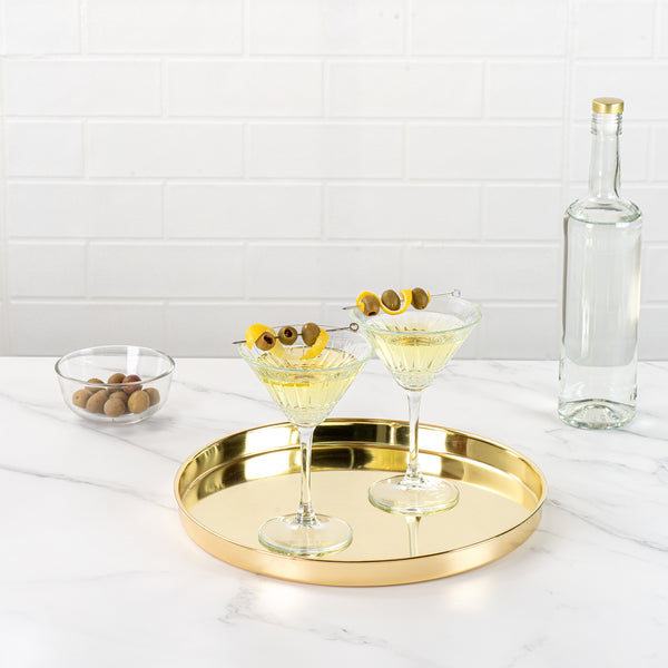 Restaurantware Bar Lux Gold-Plated Stainless Steel Serving Tray - 12 1/2" X 12 1/2" X 1" - 1 Count Box