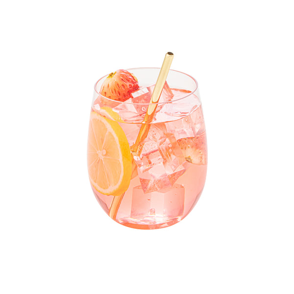 Restaurantware Bar Lux Gold-Plated Stainless Steel Straw - 5" - 2 Count Box