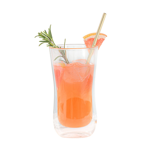 Restaurantware Bar Lux Gold-Plated Stainless Steel Straw - 7 1/2" - 2 Count Box