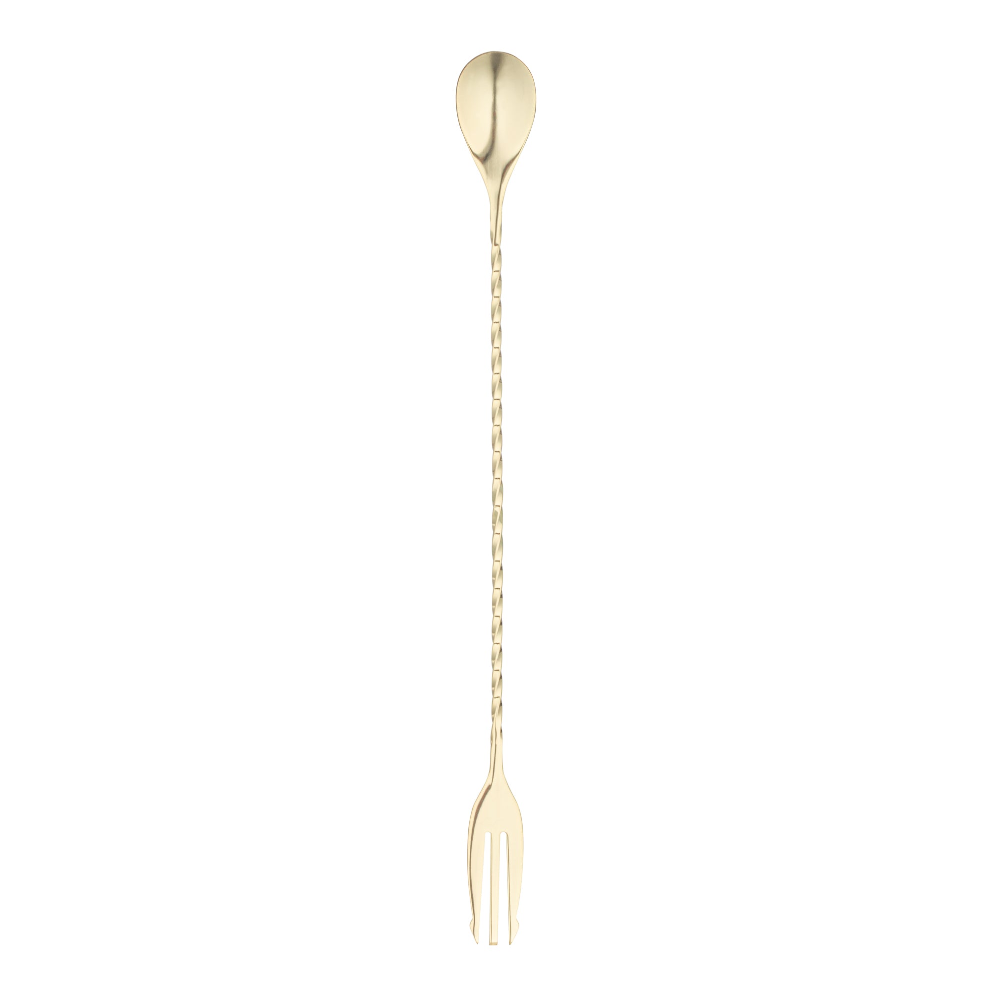 restaurantware Bar Lux Gold-Plated Stainless Steel Trident Barspoon - 12" - 1 count box