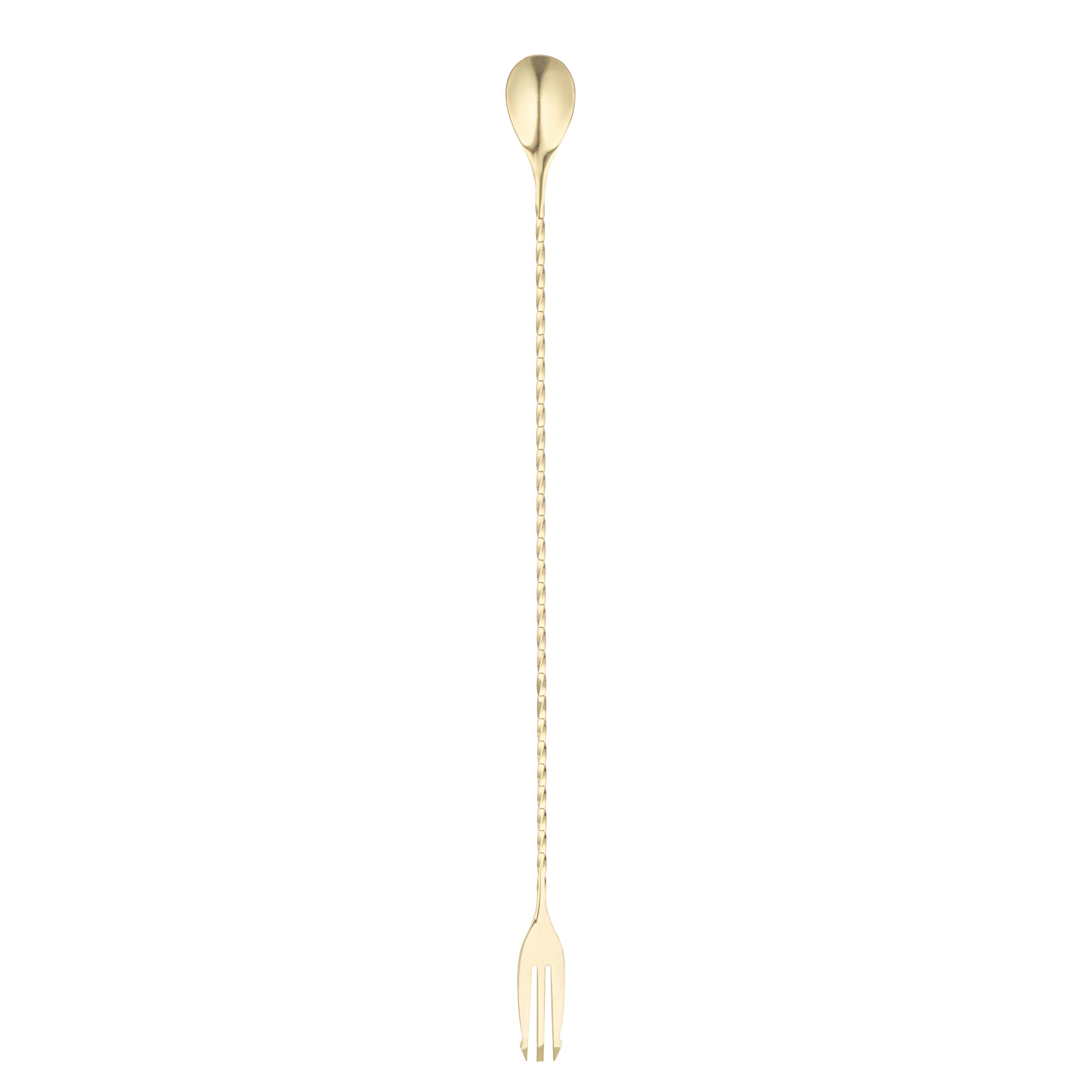 restaurantware Bar Lux Gold-Plated Stainless Steel Trident Barspoon - 16" - 1 count box
