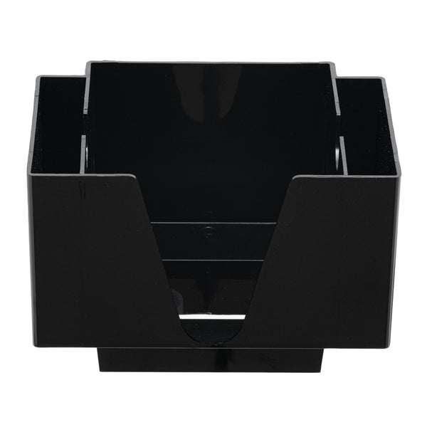 Restaurantware Bar Lux Rectangle Black Plastic Condiment Caddy / Napkin Holder - 3 Compartments - 8" X 5 1/2" X 5 3/4" - 10 Count Box
