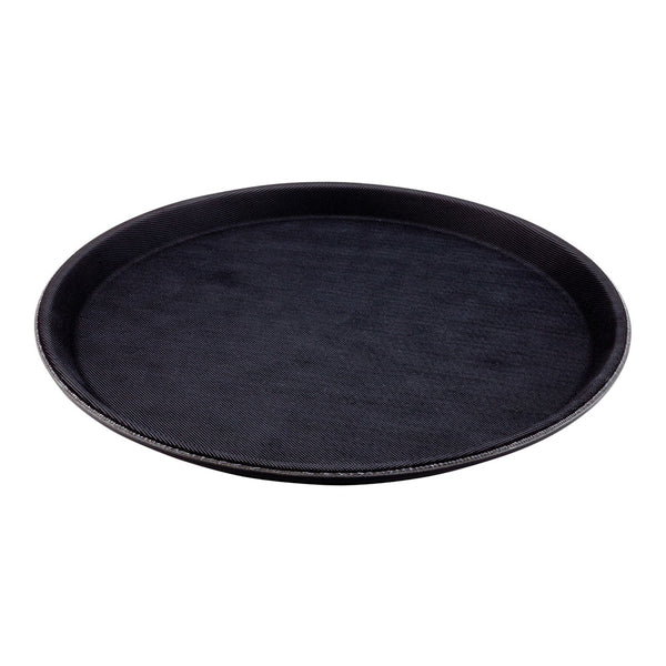 Restaurantware Bar Lux Round Black Serving Tray - Non-Slip - 11" - 1 Count Box