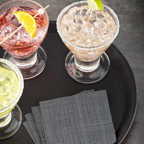 Restaurantware Bar Lux Round Black Serving Tray - Non-Slip - 11" - 1 Count Box