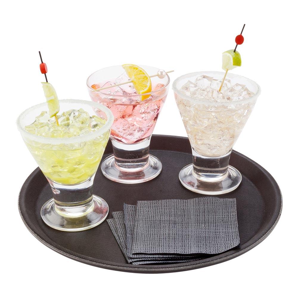 restaurantware Bar Lux Round Black Serving Tray - Non-Slip - 11" - 1 count box