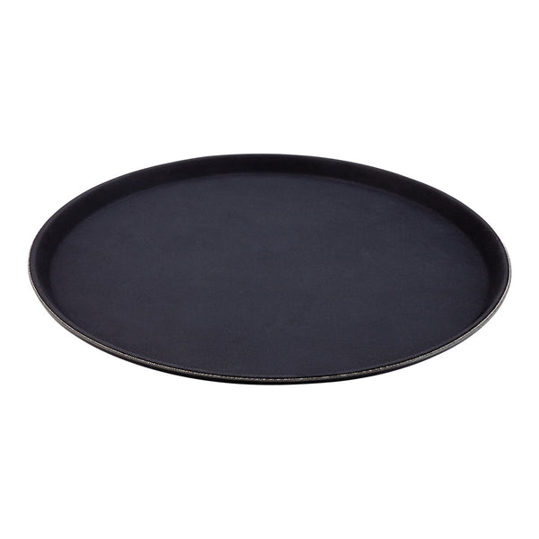 Restaurantware Bar Lux Round Black Serving Tray - Non-Slip - 16" - 1 Count Box