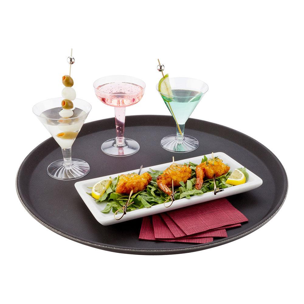 restaurantware Bar Lux Round Black Serving Tray - Non-Slip - 16" - 1 count box