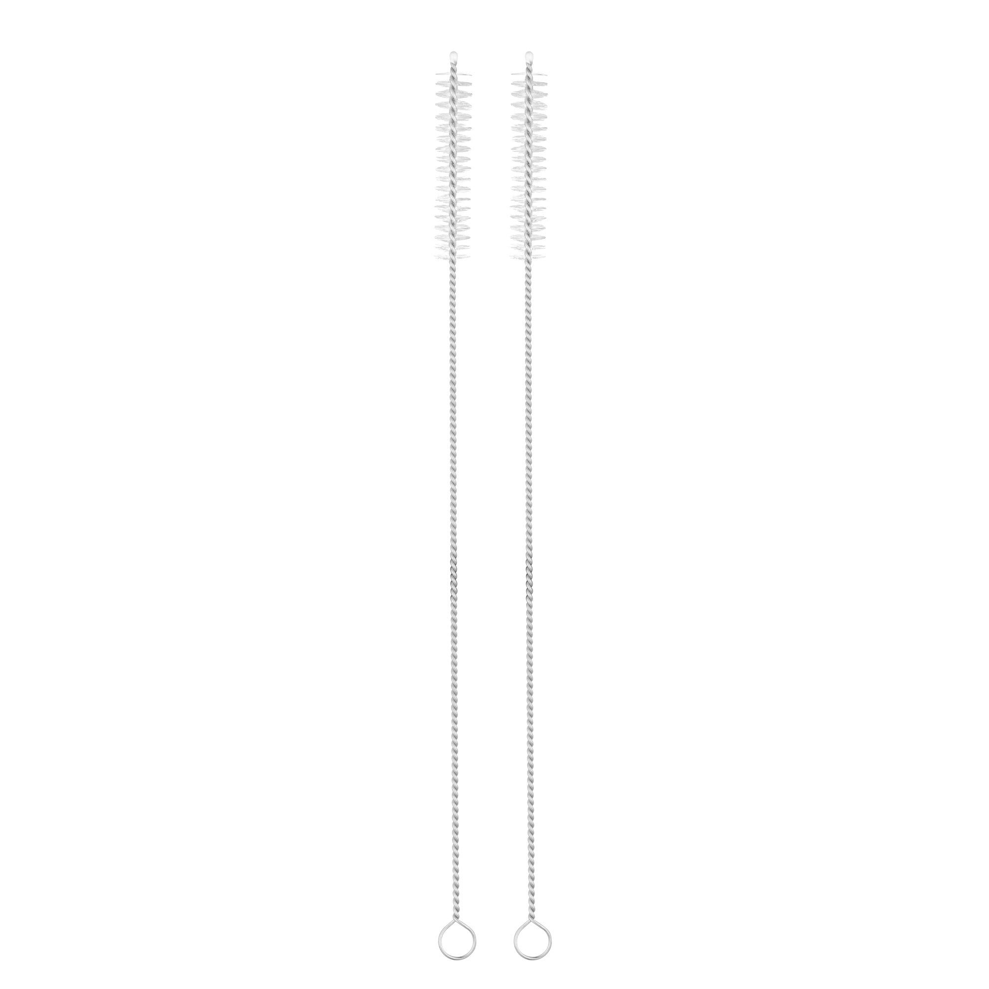 restaurantware Bar Lux Silver Stainless Steel Straw Cleaning Brush - Reusable - 9 1/2" x 1" x 1" - 2 count box
