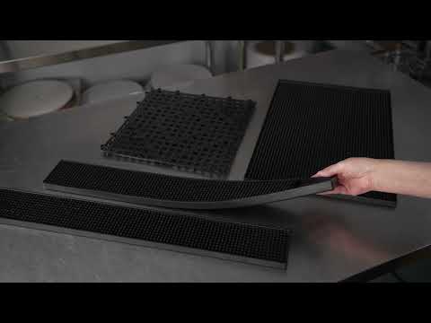 Restaurantware Bar Lux Square Black Bar Mat - Interlocking - 12" X 12" - 50 Count Box
