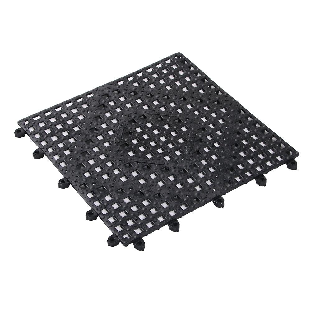 restaurantware Bar Lux Square Black Bar Mat - Interlocking - 12" x 12" - 50 count box