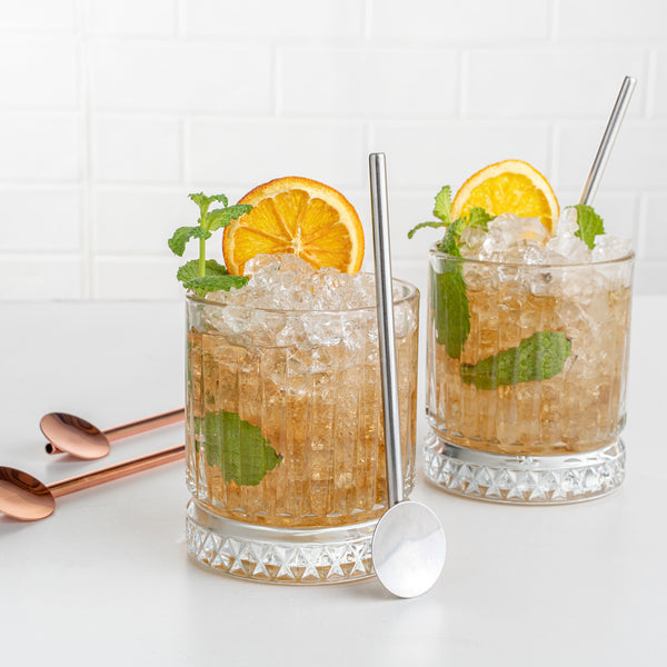 Restaurantware Bar Lux Stainless Steel Julep Spoon Straw - 5" - 2 Count Box