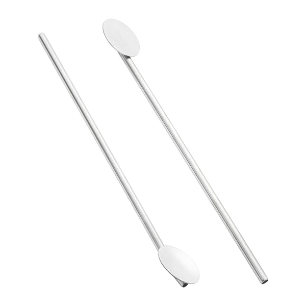 Restaurantware Bar Lux Stainless Steel Julep Spoon Straw - 7 1/2" - 2 Count Box