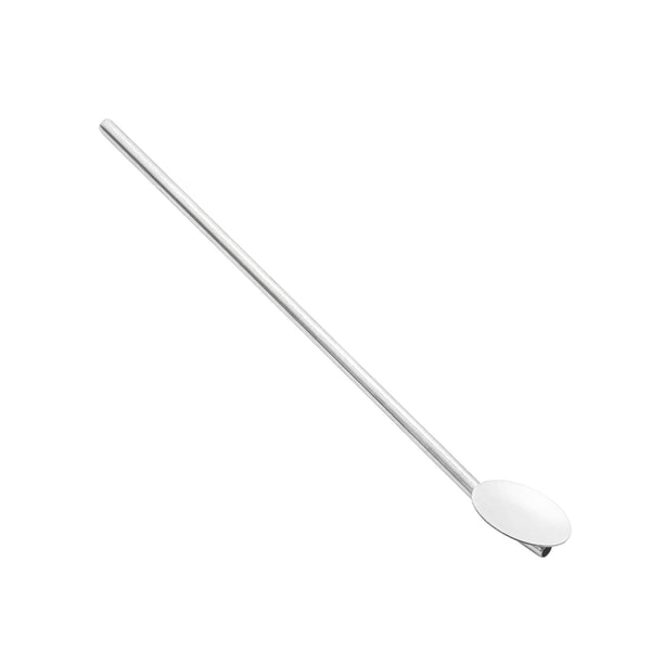 Restaurantware Bar Lux Stainless Steel Julep Spoon Straw - 7 1/2" - 2 Count Box