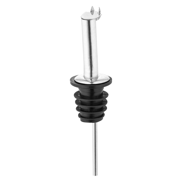 Restaurantware Bar Lux Stainless Steel Liquor Pourer - With Flip Cap - 4 1/4" X 1" X 1" - 10 Count Box