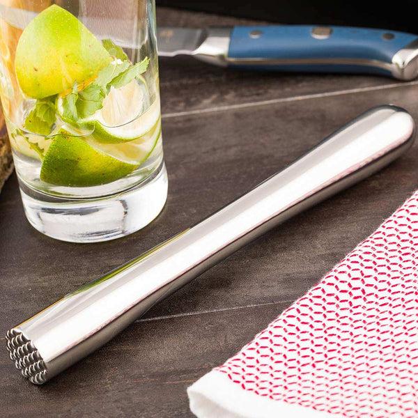 Restaurantware Bar Lux Stainless Steel Muddler - 8 1/4" X 3/4" X 3/4" - 1 Count Box