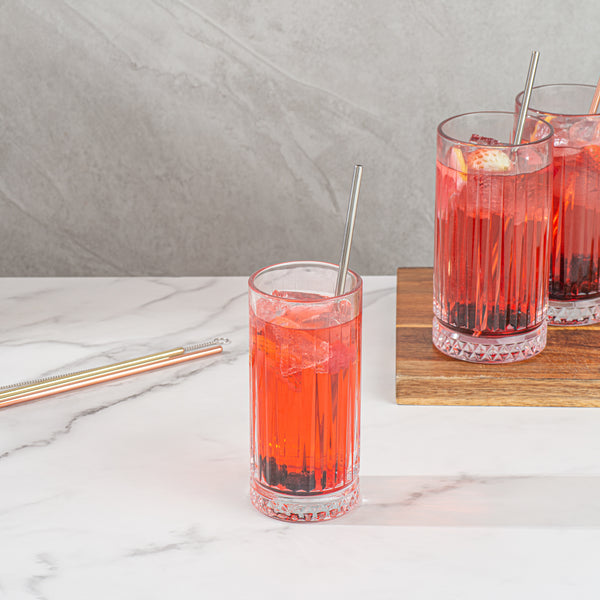 Restaurantware Bar Lux Stainless Steel Straw - 7 1/2" - 2 Count Box