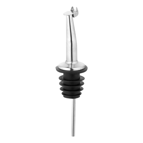 Restaurantware Bar Lux Stainless Steel Tapered Liquor Pourer - With Flip Cap - 4 1/4" X 1" X 1" - 10 Count Box
